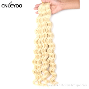 Hot selling wholesale high quality deep wave bulk crochet braid golden headband wig